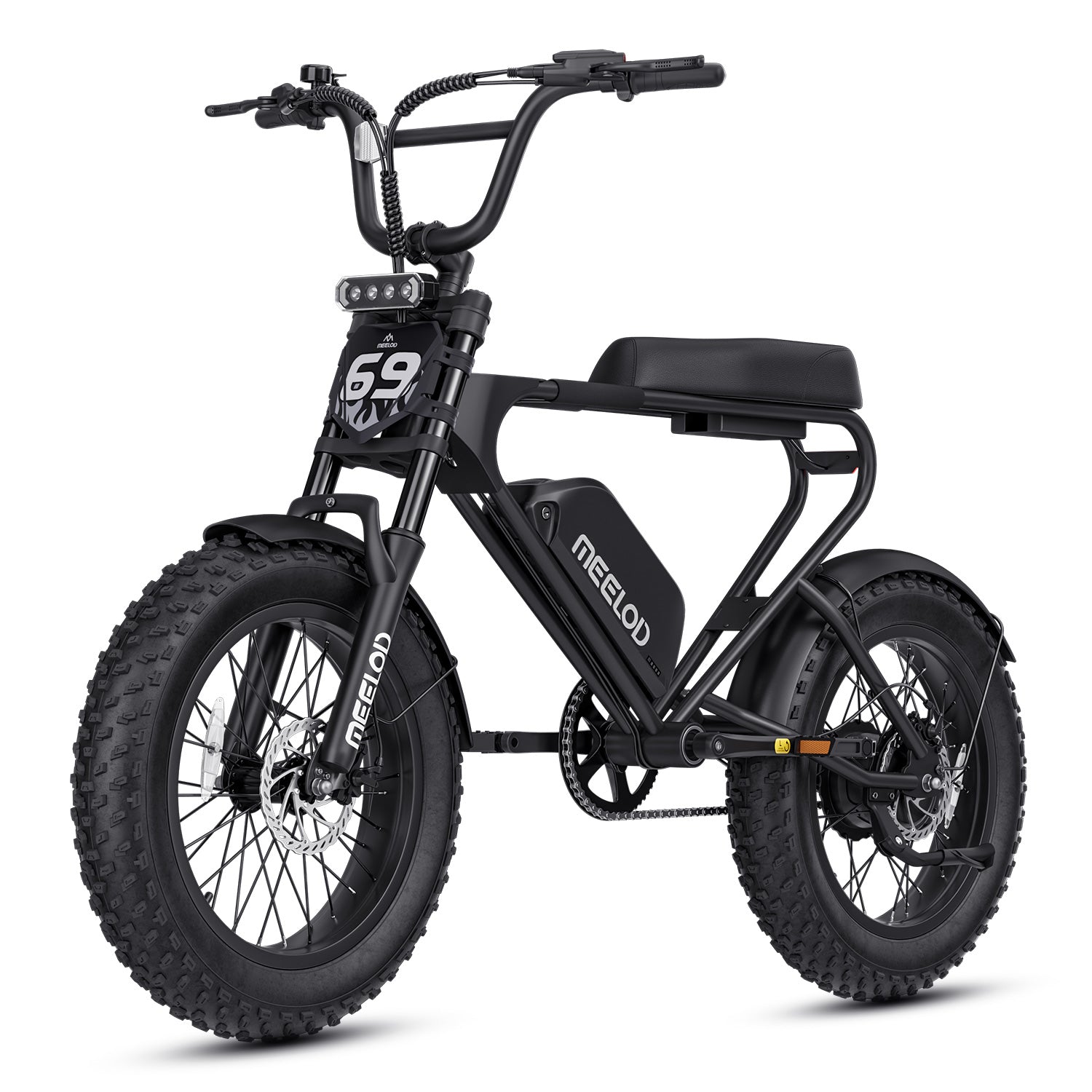 Meelod DK200F moped-style fat tire electric bike side view