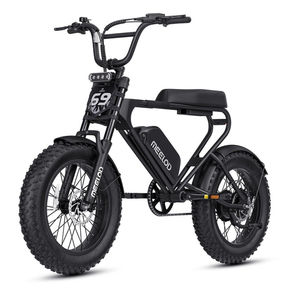Meelod DK200F moped-style fat tire electric bike side view
