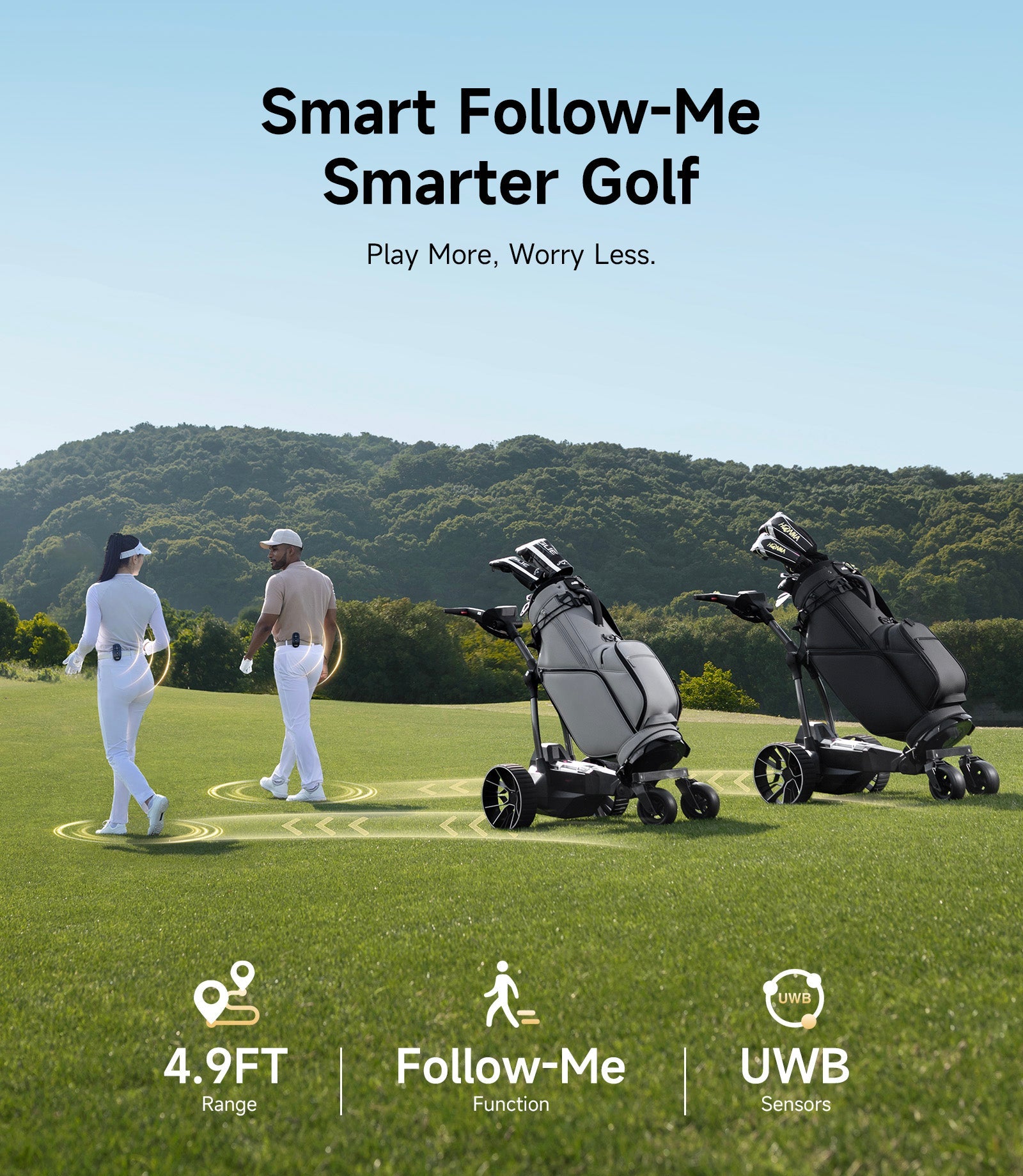 NAVEE Electric Golf Push Cart Birdie 3X/3｜Automatic Follow｜30kg Load｜36-Hole Endurance