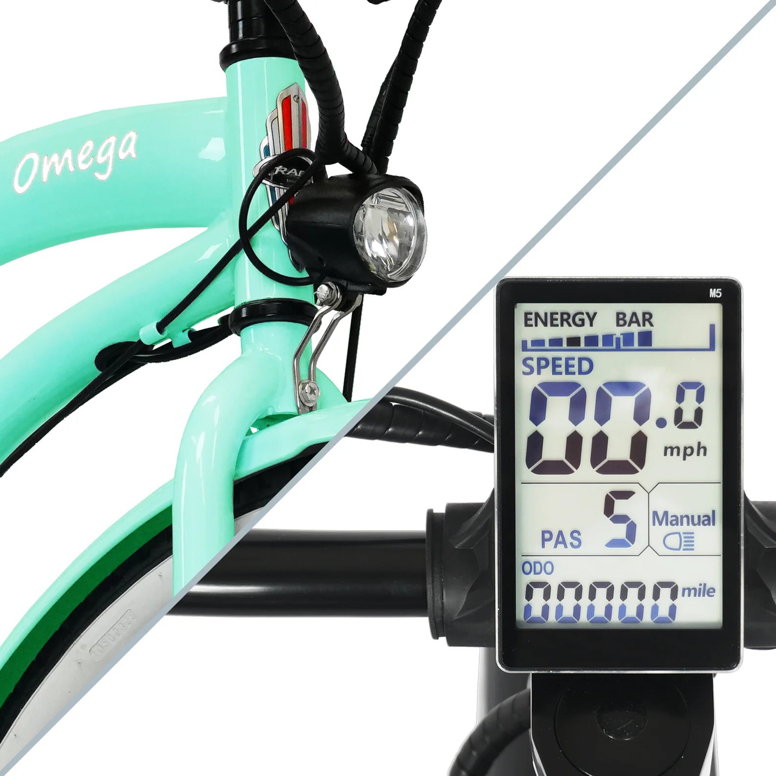 Tracer OMEGA 500W 26" 7-Speed Electric Beach Cruiser Bike