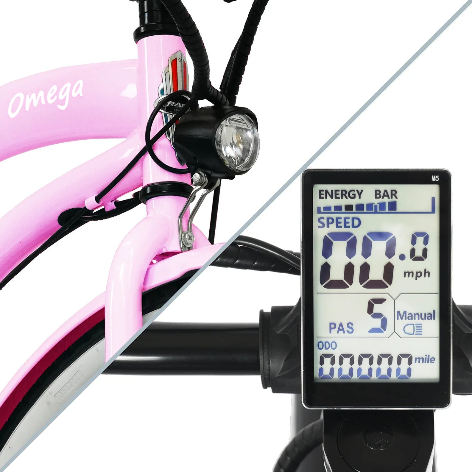 Tracer OMEGA 500W 26" 7-Speed Electric Beach Cruiser Bike