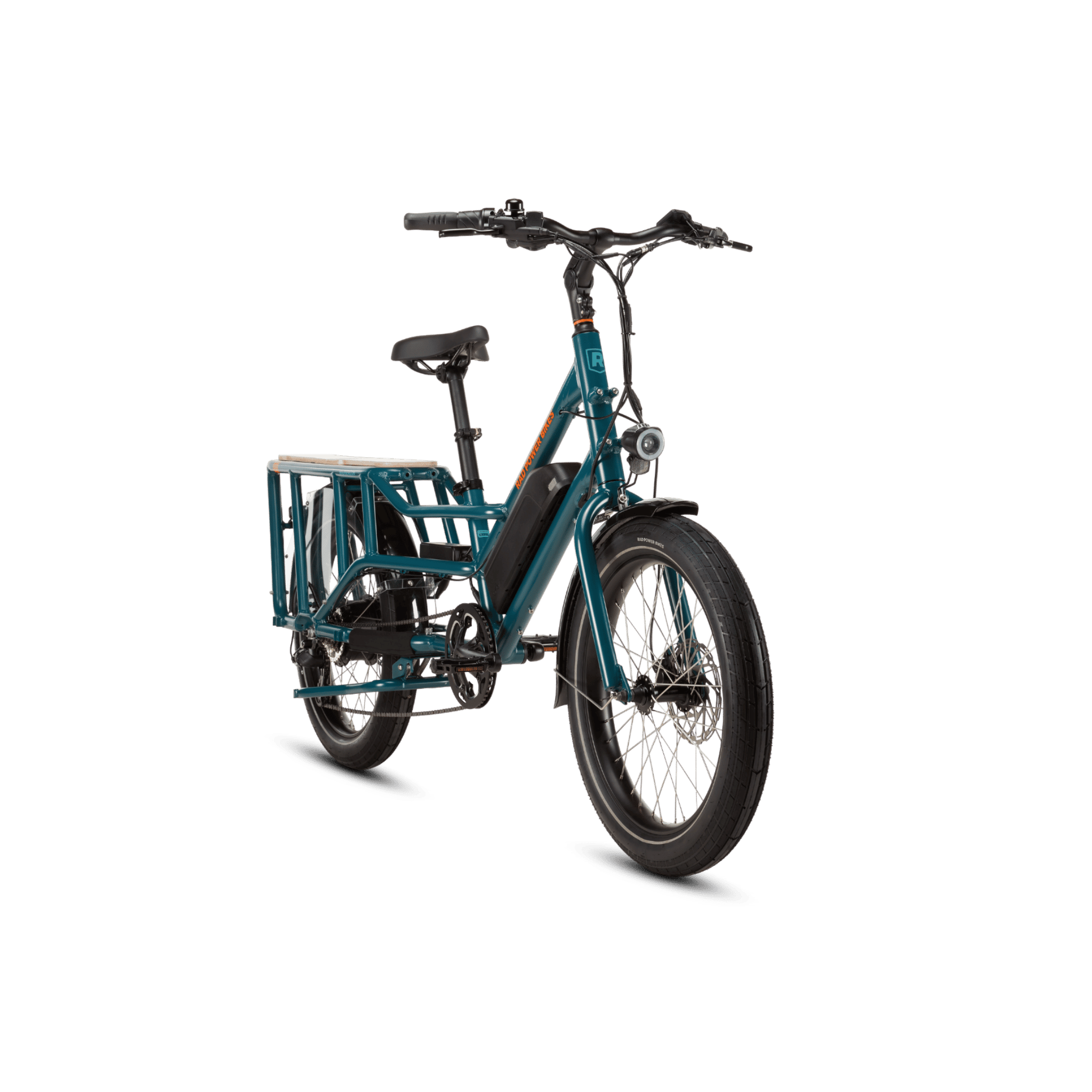 RadWagon electric cargo bike, angled view