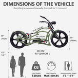 Raptor Pro DS 800W Stretch Cruiser Ebike