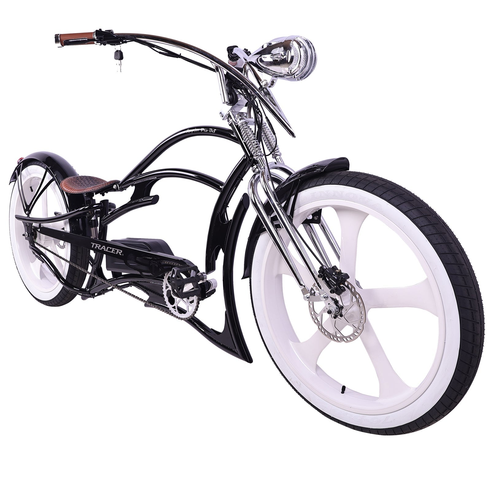 26" Raptor Pro DS Electric 5-Speed 800W Chopper Fat Tire Bike