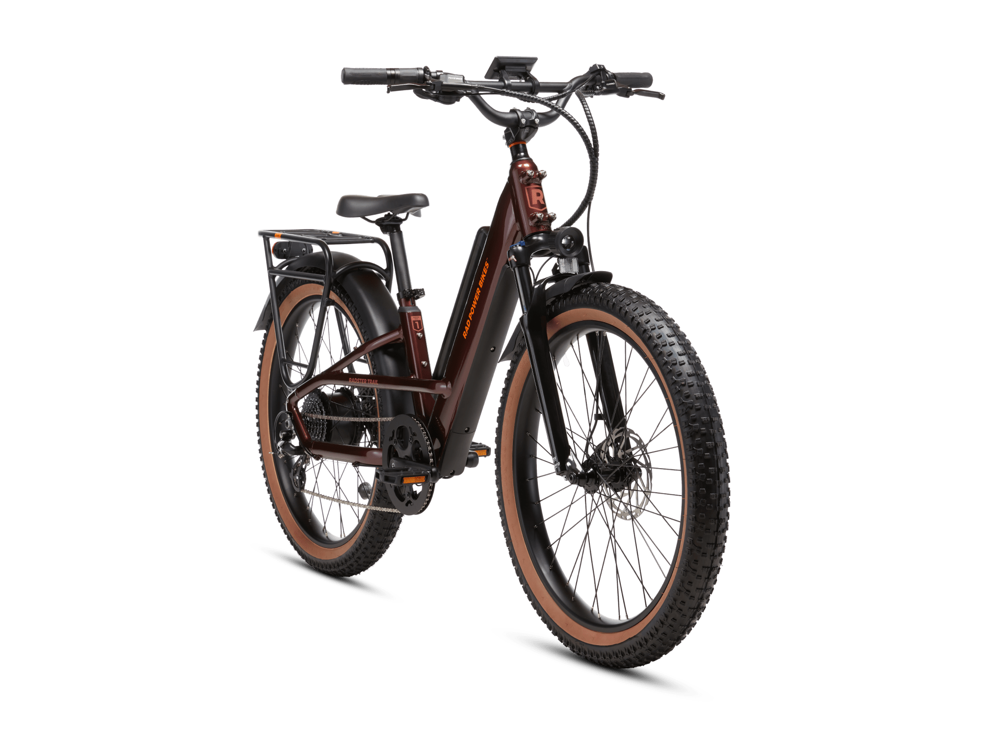 Radster Trail electric off-road bike, angled view