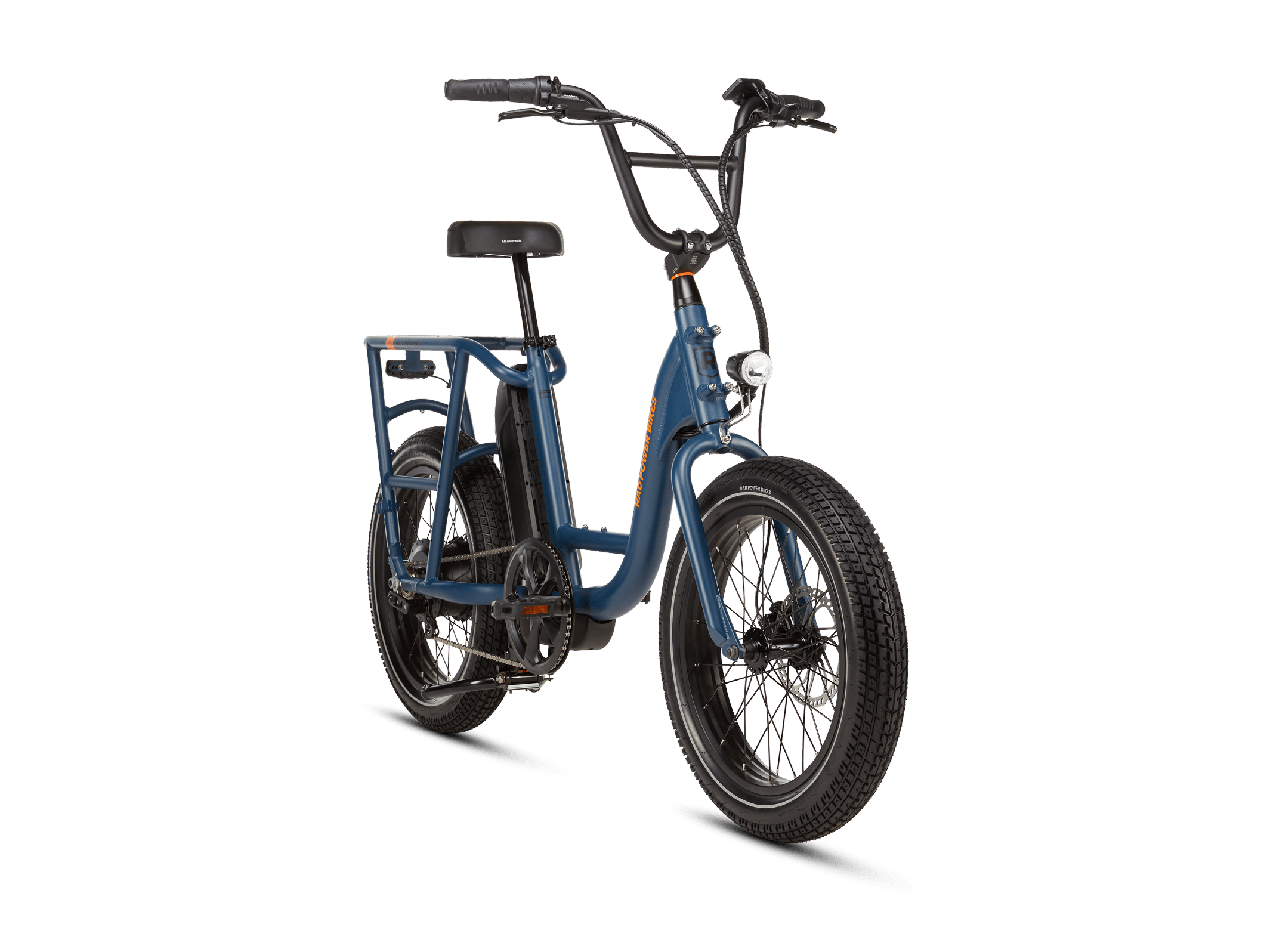 RadRunner electric cargo bike, angled view