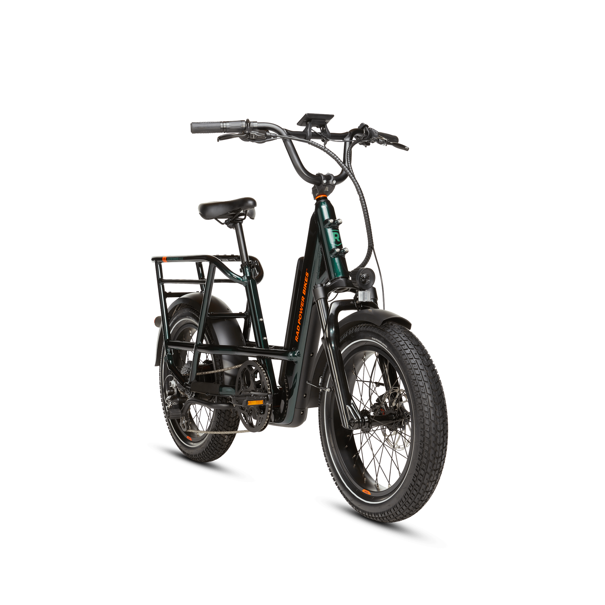 RadRunner Max electric cargo bike, angled view