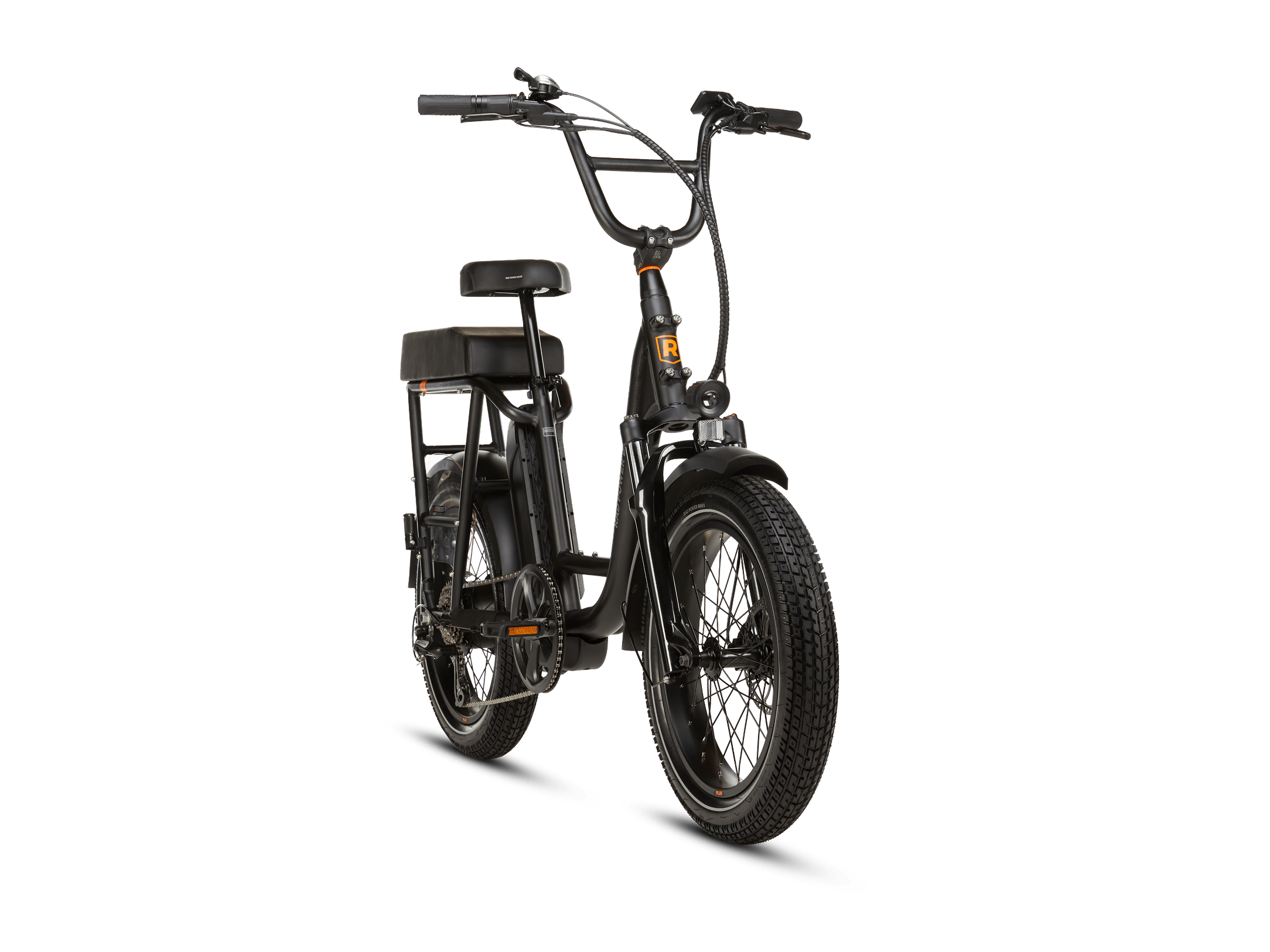 RadRunner Plus electric cargo bike, angled view