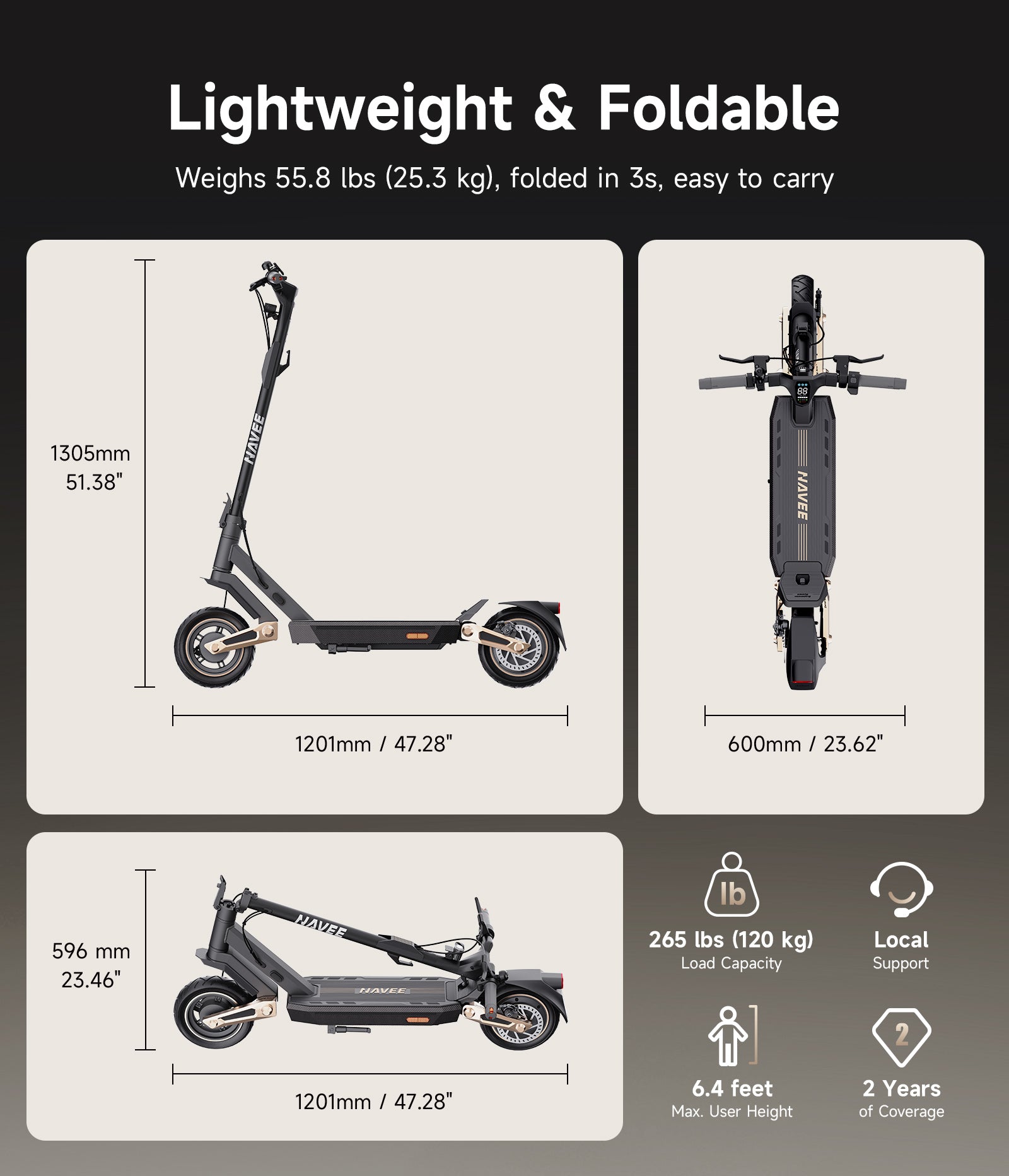 NAVEE ST3 Pro Electric Scooter｜Damping Arm™ Suspension｜46.6miles Eco-range｜1350W