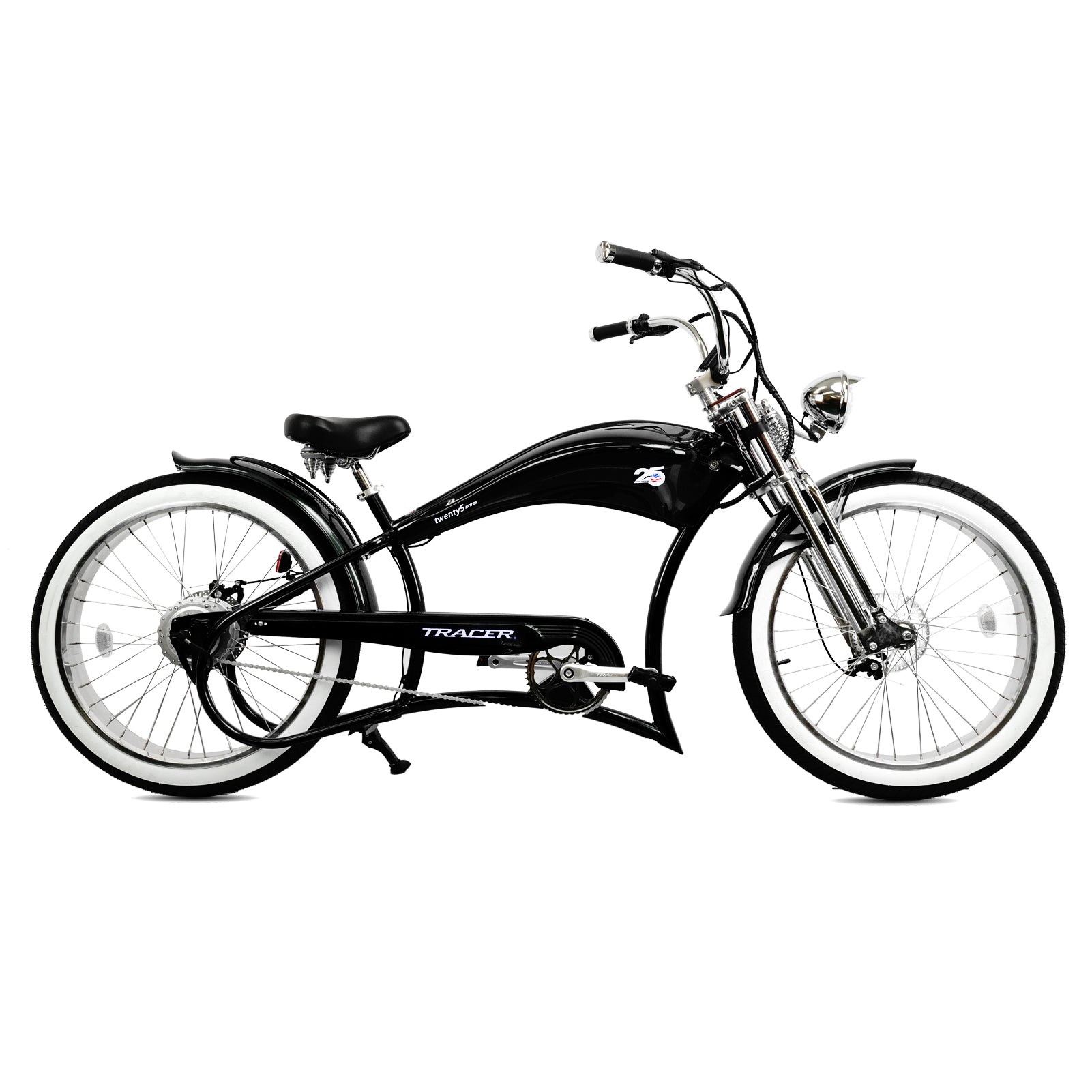 Micargi Tracer Twenty5 GTS electric cruiser bike, black, side view