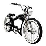 Micargi Tracer Twenty5 GTS electric cruiser bike, black, detail view