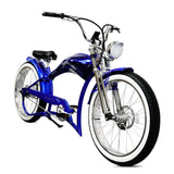 Micargi Tracer Twenty5 GTS electric cruiser bike, blue, detail view