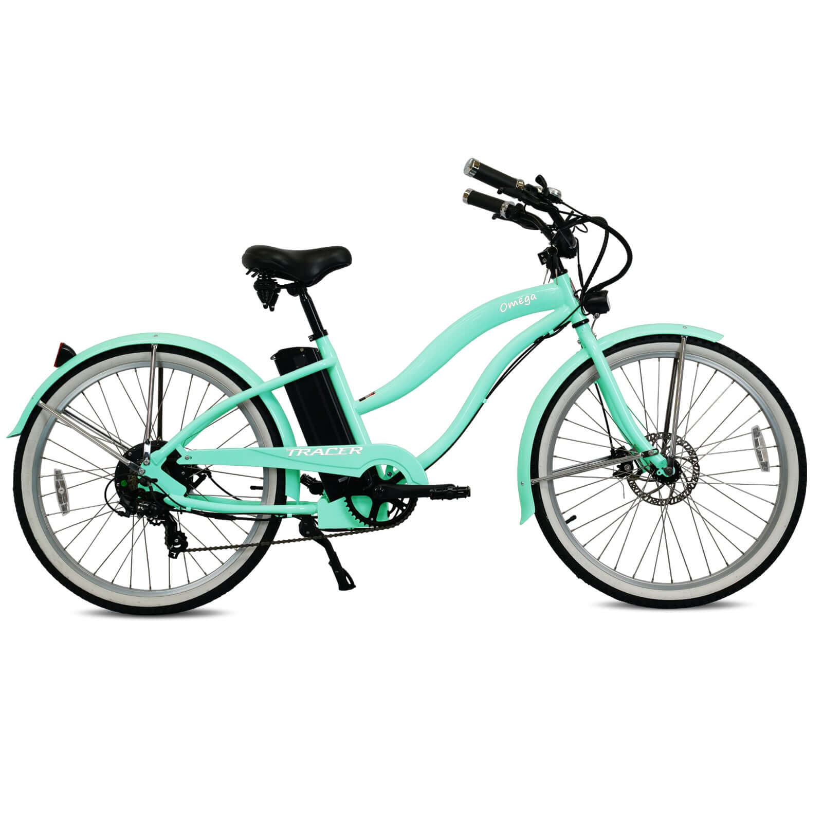 Tracer OMEGA women's e-bike in matte green, side view