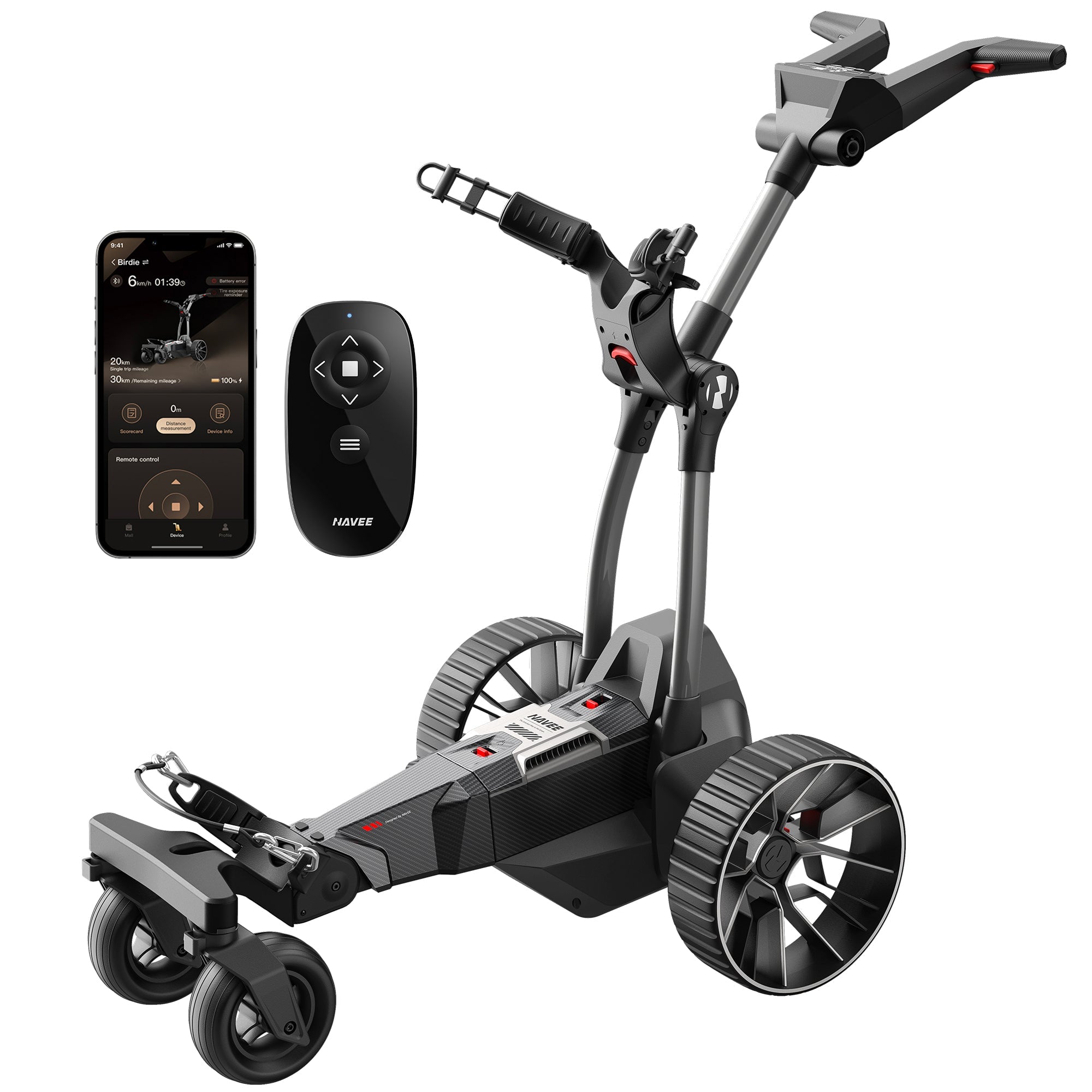 NAVEE Electric Golf Push Cart Birdie 3X/3｜Automatic Follow｜30kg Load｜36-Hole Endurance