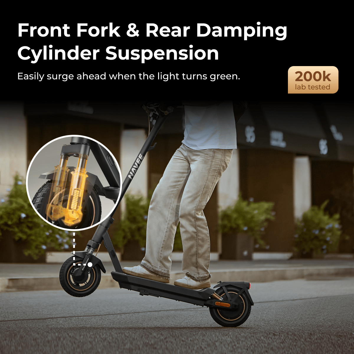 NAVEE GT3 Max Electric Scooter｜Dual Spring Shock Suspension｜46.6miles Eco-range｜1000W