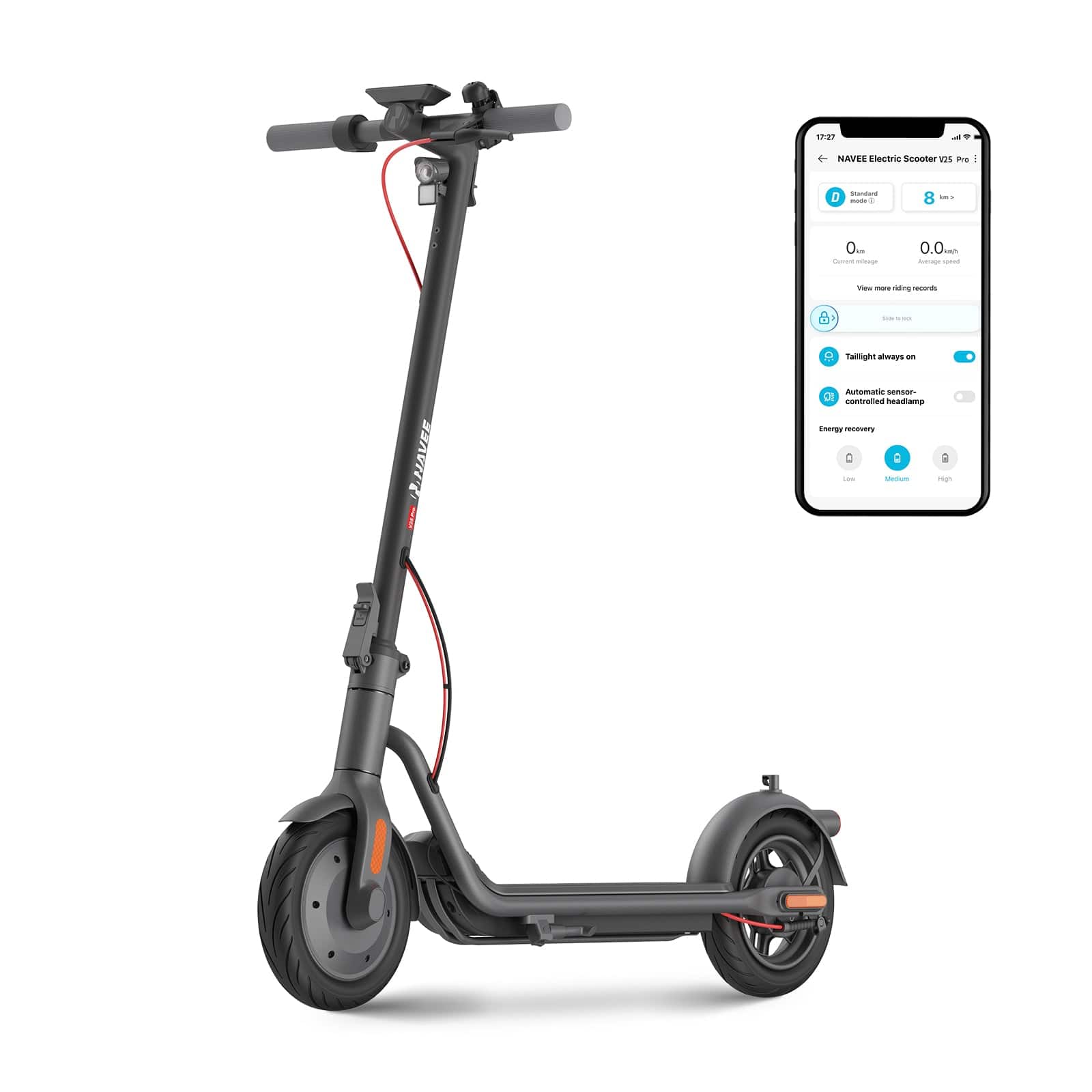 NAVEE V25 Pro Electric Scooter｜Rotatable Handlebar｜20mph Max Speed｜600W｜Smart App