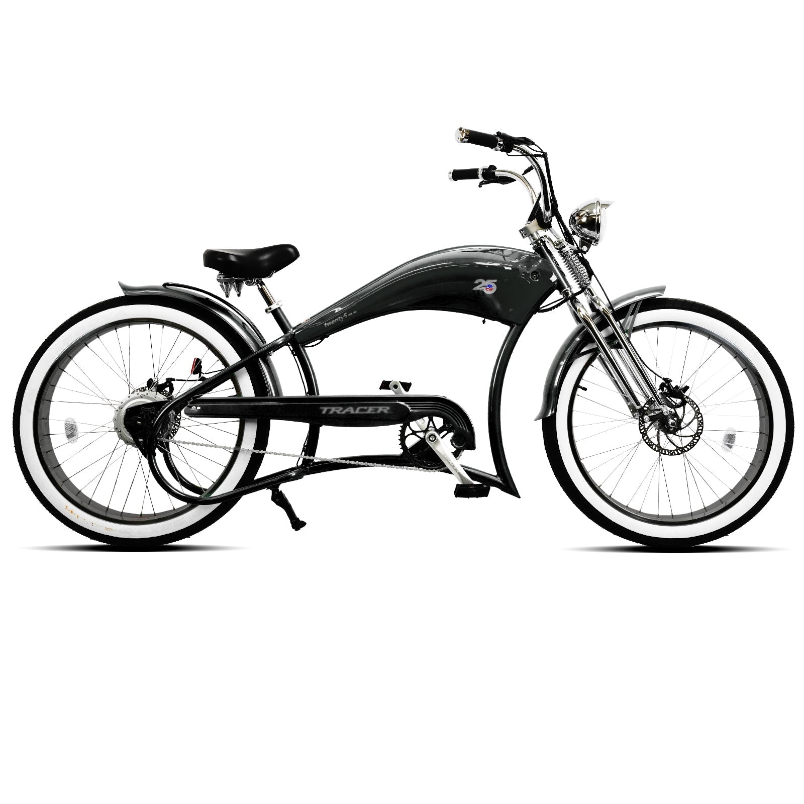 Tracer Twenty5 DS 500W e-bike in black, side view