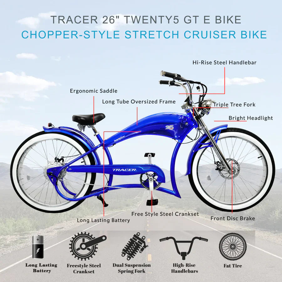 Tracer Twenty5 GT 500W 26" Cruiser E-Bike